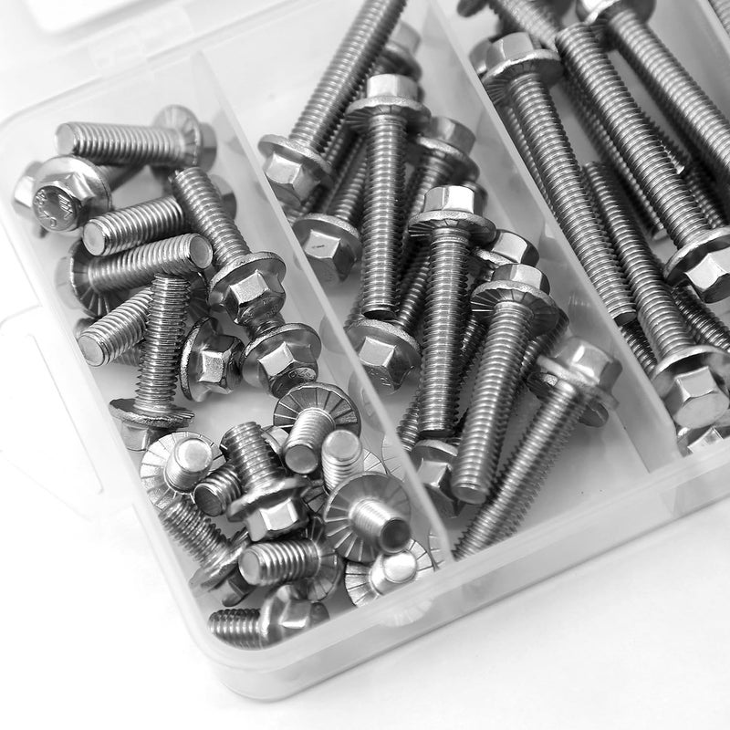 YEEZET 112PCS M6 Stainless Steel 304 Flanged Hex Head Bolts and Nuts kit 10mm 20mm 30mm 40mm 50mm - Image 4